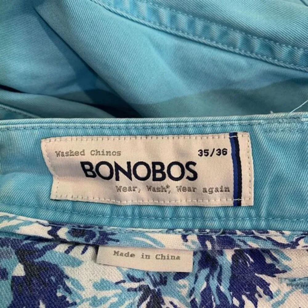 Bonobos Mens Blue Washed Chino Straight Fit Pants Tag Size 36x35 Beach Nautical‎